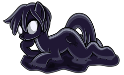 Size: 3252x1967 | Tagged: safe, artist:andrevus, oc, oc only, oc:melting heart, goo, goo pony, latex pony, original species, latex, liquid latex, looking at you, puddle, show accurate, simple background, solo, sultry pose, transparent background