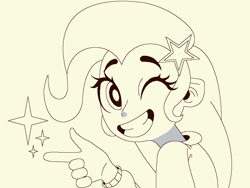 Size: 800x600 | Tagged: safe, artist:kelopsit, trixie, equestria girls, g4, female, grin, one eye closed, smiling, wink