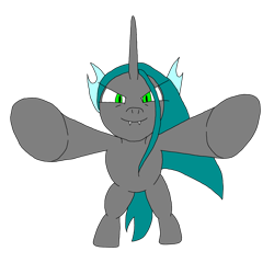 Size: 1280x1281 | Tagged: safe, artist:neoshrek, editor:princessember2019, queen chrysalis, changeling, changeling queen, g4, female, looking at you, outstretched arms, simple background, solo, transparent background