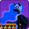 Size: 100x100 | Tagged: safe, alternate version, artist:imreer, nightmare moon, alicorn, pony, g4, animated, ethereal mane, female, gif, helmet, mare, night, outdoors, peytral, pixel art, solo, starry mane, stars