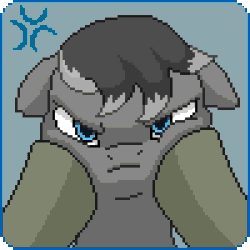 Size: 300x300 | Tagged: safe, artist:imreer, oc, oc only, earth pony, pony, angry, animated, cheek squish, commission, cross-popping veins, earth pony oc, gif, grumpy, hooves, looking at you, male, offscreen character, pixel art, pov, squishy cheeks, stallion, ych result