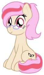 Size: 1400x2400 | Tagged: safe, artist:nitei, oc, oc only, oc:understudy, earth pony, pony, 2021 community collab, derpibooru community collaboration, earth pony oc, glasses, looking at you, show accurate, simple background, sitting, solo, transparent background