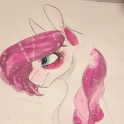 Size: 1008x1008 | Tagged: safe, artist:laurawithacat, oc, oc only, earth pony, pony, bust, earth pony oc, eyelashes, makeup, solo, traditional art