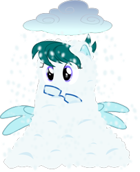 Size: 1408x1732 | Tagged: safe, artist:yoshimon1, derpibooru exclusive, part of a set, oc, oc only, oc:cloudy bits, pegasus, pony, buried, buried in snow, cloud, covered in snow, female, glasses, mare, open mouth, simple background, snow, snow pile, snowfall, solo, spread wings, transparent background, wings
