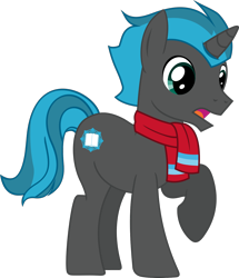 Size: 1200x1396 | Tagged: safe, artist:yoshimon1, derpibooru exclusive, part of a set, oc, oc only, oc:shimmer scroll, pony, unicorn, clothes, male, open mouth, scarf, simple background, solo, stallion, surprised, transparent background