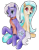 Size: 2248x2897 | Tagged: safe, artist:40kponyguy, derpibooru exclusive, edit, oc, oc only, oc:disastral, oc:floe, crystal pony, pony, unicorn, 2021 community collab, derpibooru community collaboration, broken horn, clothes, ear fluff, high res, horn, looking at you, raised hoof, scarf, simple background, traditional art, transparent background