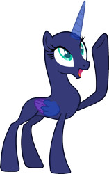 Size: 1268x2022 | Tagged: safe, artist:pegasski, oc, oc only, alicorn, pony, between dark and dawn, g4, alicorn oc, bald, base, eyelashes, female, horn, mare, open mouth, raised hoof, simple background, smiling, solo, spread wings, transparent background, transparent horn, transparent wings, two toned wings, underhoof, wings