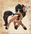 Size: 880x950 | Tagged: safe, artist:shepardinthesky, oc, oc only, oc:sparrow dreams, pony, axe, colored sketch, feather, feather in hair, headband, mottled coat, mouth hold, ponytail, raised hoof, simple background, sketch, solo, tail wrap, tomahawk, weapon