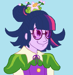 Size: 535x546 | Tagged: safe, artist:theedgyduck, sci-twi, twilight sparkle, equestria girls, equestria girls series, g4, holidays unwrapped, o come all ye squashful, spoiler:eqg series (season 2), alternate hairstyle, clothes, cornucopia costumes, cute, female, glasses, ms paint, plum sparkle, simple background, solo, twiabetes