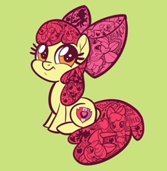 Size: 1994x2048 | Tagged: dead source, safe, artist:sophillia, part of a set, apple bloom, earth pony, pony, seapony (g4), g4, adorabloom, apple, aren't ya gonna stay for brunch, buy some apples, clothes, cute, cutie mark, decorative hatching, food, green background, pouting, seaponified, seapony apple bloom, show stopper outfits, simple background, solo, species swap, the cmc's cutie marks