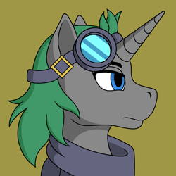 Size: 2485x2485 | Tagged: safe, artist:wptaimuty, oc, oc only, pony, unicorn, bust, clothes, goggles, high res, male, scarf, side view, solo, stallion