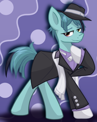 Size: 1600x2000 | Tagged: safe, artist:geraritydevillefort, oc, oc only, oc:jade leech, earth pony, pony, clothes, hat, male, solo, stallion