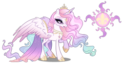 Size: 2450x1262 | Tagged: safe, artist:gihhbloonde, oc, oc only, alicorn, pony, female, magical lesbian spawn, mare, offspring, parent:fleur-de-lis, parent:princess celestia, parents:fleurestia, simple background, solo, transparent background