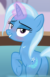 Size: 1611x2482 | Tagged: safe, artist:boneswolbach, artist:godoffury, artist:grapefruitface1, trixie, pony, g4, bedroom eyes, blushing, butt, glowing horn, horn, looking at you, looking back, looking back at you, magic, magic aura, plot, show accurate, solo, the great and powerful ass, water