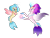 Size: 2803x2140 | Tagged: safe, artist:nightpaint12, princess skystar, queen novo, seapony (g4), g4, my little pony: the movie, bioluminescent, blue eyes, colored pupils, colored wings, crown, dorsal fin, eyelashes, female, fin wings, fins, fish tail, flower, flower in hair, freckles, glowing, high res, jewelry, like mother like daughter, like parent like child, looking at each other, mother and child, mother and daughter, necklace, open mouth, pearl necklace, pearl of transformation, purple eyes, regalia, signature, simple background, smiling, tail, transparent background, wings