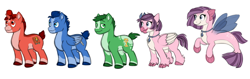 Size: 1280x405 | Tagged: safe, artist:mexcraziness-art, earth pony, pegasus, pony, sea pony, unicorn, crossover, dewey duck, ducktales, ducktales 2017, huey duck, louie duck, ponified, seaponified, species swap, webby vanderquack