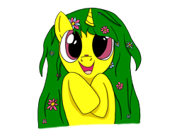 Size: 4032x3024 | Tagged: safe, artist:clouddasher, oc, oc only, oc:lemon breeze, pony, unicorn, bust, female, flower, flower in hair, looking at you, simple background, smiling, smiling at you, transparent background