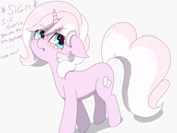 Size: 4000x3000 | Tagged: safe, artist:marshmallowfluff, oc, oc only, oc:marshmallow fluff, pony, unicorn, blushing, freckles, looking away, pogchamp, solo, talking to viewer, text