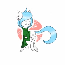 Size: 640x640 | Tagged: safe, artist:cinnavee, oc, oc only, earth pony, pony, clothes, ear fluff, earth pony oc, eyes closed, looking back, simple background, solo, white background