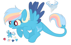Size: 2000x1271 | Tagged: safe, artist:magicuniclaws, hybrid, female, interspecies offspring, offspring, parent:discord, parent:rainbow dash, parents:discodash, simple background, solo, transparent background