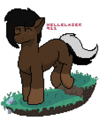 Size: 1200x1500 | Tagged: safe, artist:hellblazer911, oc, oc only, earth pony, pony, eyes closed, female, freckles, mare, pixel art, simple background, smiling, solo, transparent background