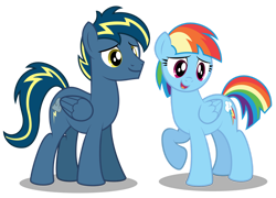 Size: 1280x920 | Tagged: safe, artist:aleximusprime, rainbow dash, oc, oc:thunderhead, pegasus, pony, flurry heart's story, g4, canon x oc, duo, female, husband and wife, male, male and female, mare, married couple, older, shipping, shorter hair, stallion, straight