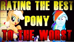 Size: 1280x720 | Tagged: safe, applejack, rainbow dash, g4, best pony, looking at you, op failed friendship, op has an opinion, op is a duck, op is trying to start shit, thumbnail, worst pony, youtube link, yt thumbnail