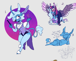 Size: 640x512 | Tagged: safe, artist:doodlebetch, trixie, twilight sparkle, alicorn, unicorn, anthro, g4, blushing, female, lesbian, magician outfit, ship:twixie, shipping, spread wings, wide eyes, wingboner, wings