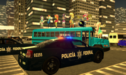 Size: 5120x3072 | Tagged: safe, artist:n3onh100, applejack, fluttershy, pinkie pie, rainbow dash, rarity, sci-twi, sunset shimmer, twilight sparkle, equestria girls, g4, 3d, bass guitar, bmw, city, cover, dodge (car), dodge charger, drums, gmod, guitar, humane five, humane seven, humane six, keytar, mexican, musical instrument, night, police car, reference, school bus, tambourine, the rainbooms, traffic, volvo, yourfavoritemartian