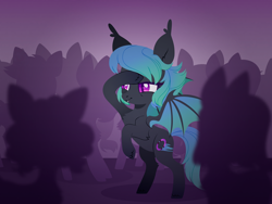 Size: 3840x2880 | Tagged: safe, artist:belka-sempai, oc, oc only, oc:moondrive, bat pony, pony, bat pony oc, bat wings, bipedal, female, high res, rubronycon, searching, solo, wings