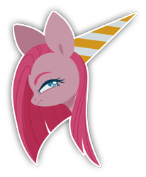 Size: 4000x4853 | Tagged: safe, artist:belka-sempai, pinkie pie, earth pony, pony, g4, party of one, bust, hat, party hat, pinkamena diane pie, simple background, solo, sticker, transparent background