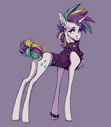 Size: 2323x2635 | Tagged: safe, artist:1an1, rarity, pony, unicorn, g4, alternate hairstyle, clothes, cutie mark, ear piercing, earring, female, high res, jewelry, mare, piercing, punk, raripunk, solo