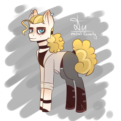 Size: 1000x1000 | Tagged: safe, artist:evinarain, pony, dee, heavy metal, metal family, ponified, solo