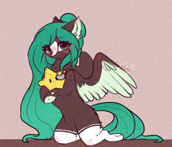 Size: 2242x1917 | Tagged: safe, artist:krissstudios, oc, oc only, oc:reni, pegasus, pony, clothes, female, mare, plushie, socks, solo, star plushie, two toned wings, wings