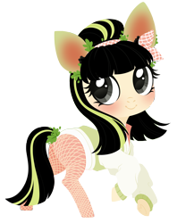 Size: 3172x4000 | Tagged: safe, artist:belka-sempai, oc, oc only, earth pony, pony, bow, clothes, commission, earth pony oc, fishnet stockings, hoodie, looking back, simple background, solo, tail bow, transparent background
