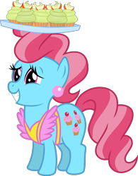 Size: 4000x5135 | Tagged: safe, artist:jeatz-axl, cup cake, earth pony, pony, g4, absurd resolution, apple, cupcake, female, food, grin, mare, simple background, smiling, solo, transparent background, vector