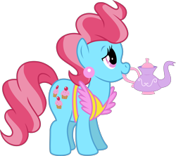 Size: 4507x4000 | Tagged: safe, artist:jeatz-axl, cup cake, earth pony, pony, g4, female, food, mare, mouth hold, simple background, solo, tea, transparent background, vector