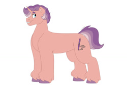 Size: 1280x854 | Tagged: safe, artist:itstechtock, oc, oc only, oc:witty banter, pony, unicorn, braces, colt, male, offspring, parent:clear sky, parent:quibble pants, parents:quibblesky, simple background, solo, white background