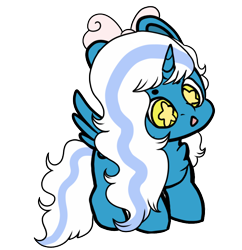 Size: 824x850 | Tagged: safe, artist:cryptidmars, oc, oc:fleurbelle, alicorn, pony, adorabelle, alicorn oc, bow, chibi, cute, female, hair bow, horn, mare, simple background, starry eyes, transparent background, wingding eyes, wings