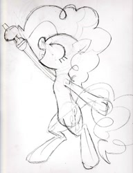 Size: 433x565 | Tagged: safe, artist:infinitydash, pinkie pie, earth pony, pony, g4, eyes closed, karaoke, microphone, singing, solo, traditional art