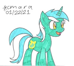 Size: 943x843 | Tagged: safe, artist:cmara, lyra heartstrings, pony, unicorn, g4, female, mare, open mouth, simple background, solo, traditional art, white background