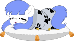 Size: 5000x2767 | Tagged: safe, artist:jhayarr23, oc, oc only, oc:snow pup, pegasus, pony, blanket, blanket burrito, commission, cutie mark, eyes closed, female, high res, mare, pillow, simple background, sleeping, solo, three quarter view, transparent background, ych result