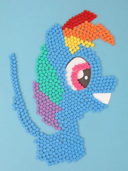 Size: 1024x1366 | Tagged: safe, alternate version, artist:malte279, rainbow dash, pony, g4, craft, diabetes, literal diabetes, mosaic, plastic, wip