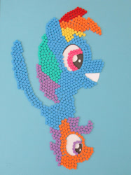 Size: 1024x1366 | Tagged: safe, alternate version, artist:malte279, rainbow dash, scootaloo, pony, g4, craft, diabetes, literal diabetes, mosaic, plastic, wip