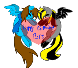 Size: 800x700 | Tagged: safe, artist:juliet-gwolf18, oc, oc only, oc:juliet, alicorn, pegasus, pony, alicorn oc, base used, clothes, duo, eyelashes, female, happy birthday, heart, hoof shoes, horn, male, mare, pegasus oc, scarf, simple background, stallion, transparent background, wings