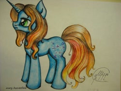 Size: 604x453 | Tagged: safe, artist:maryhoovesfield, oc, oc only, pony, unicorn, horn, signature, solo, traditional art, unicorn oc