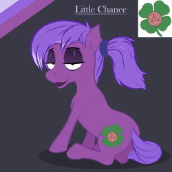 Size: 3000x3000 | Tagged: safe, artist:stoopedhooy, derpibooru exclusive, oc, oc only, oc:little chance, earth pony, pony, clover, dice, four leaf clover, high res, lipstick, makeup, reference sheet, solo