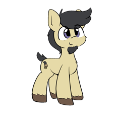 Size: 1005x1101 | Tagged: safe, artist:taurson, edit, oc, oc only, oc:gameburger, earth pony, pony, 2021 community collab, 2022 community collab, derpibooru community collaboration, cute, eye clipping through hair, facial hair, goatee, looking up, male, short tail, simple background, smiling, solo, transparent background
