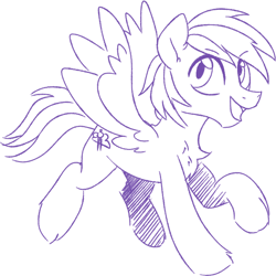 Size: 784x784 | Tagged: safe, oc, oc only, oc:rain bow, pegasus, pony, lineart, male, monochrome, sketch, solo, spread wings, wings