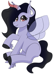 Size: 3526x4841 | Tagged: safe, artist:keksiarts, oc, oc only, oc:corona shades, pony, 2021 community collab, derpibooru community collaboration, constellation pony, cute, female, fluffy, full body, simple background, sitting, solo, stars, transparent background, transparent wings, wings